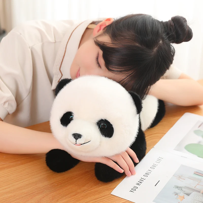 Kawaii Fluffly Giant Panda หมอน Plush ตุ๊กตาสัตว์ตุ๊กตาเด็ก Appease ตุ๊กตาของเล่น Creative Lesser Pandas กระเป๋าเป้สะพายหลังของขวัญ