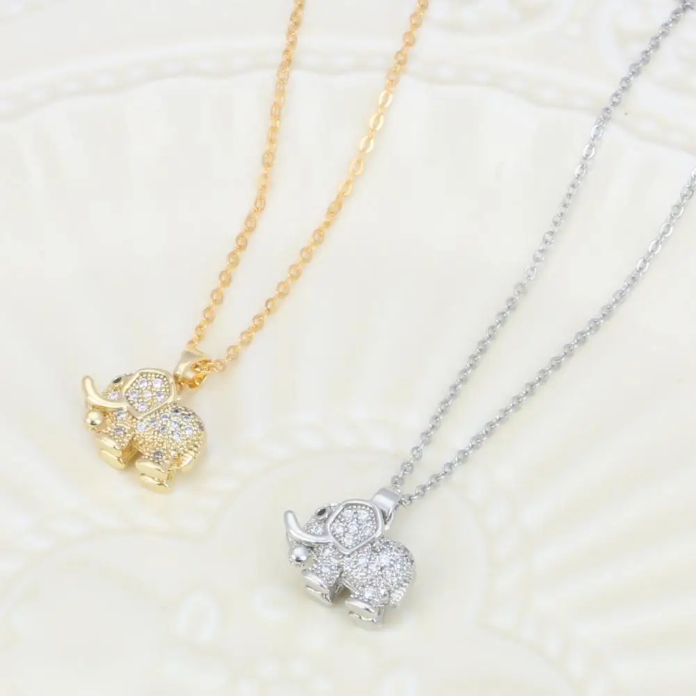 Stylish Alloy Necklace Elephant Necklace for Women Rhinestone Pendant Clavicle Chain Jewelry Gift for Girlfriend Sister Elegant
