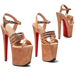 Leecabe 20cm/ 8inches PU Upper lady sexy glitter Platform high heel sandals stripper heel pole dance shoes