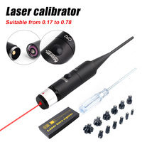 1Pc Mini Red Dot Laser Bore Sighter Calibration Laser Scope Kit For 0.17 - 0.78 Caliber Collimator Calibrator With 12 Adapters