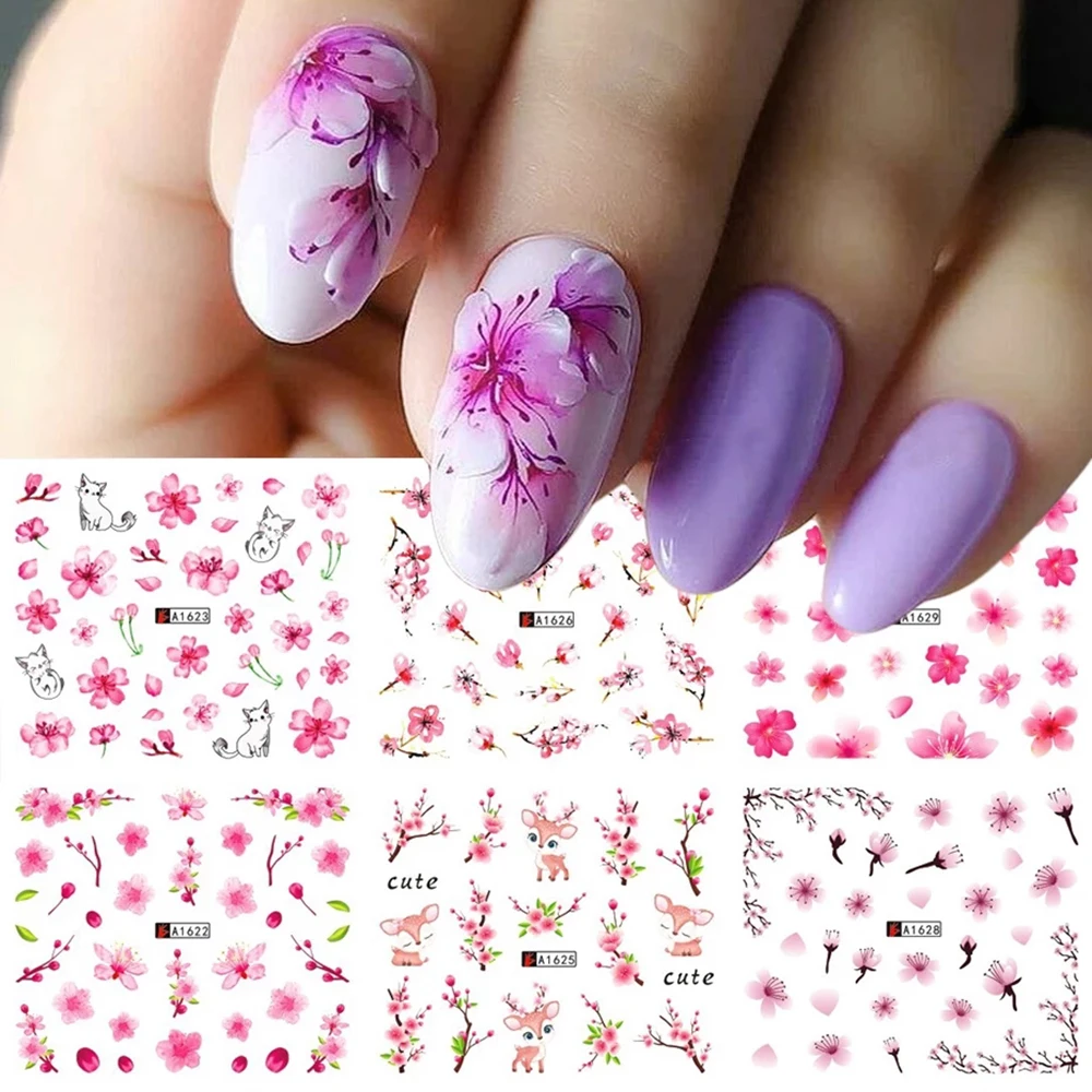 Feuille bricolage fleur décalcomanies manucure papillon Nail Art Wrap multi-style décoration des ongles transfert d'eau autocollants ongles autocollants