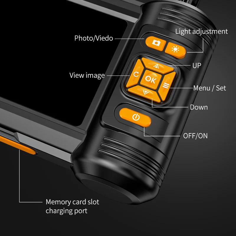 Triple Lens Riool Inspectie Camera Met Semi-Stijve Kabel 5 "Ips Lcd Endoscoop Camera Met Verlichting Waterdichte Afvoer Pijp Camera