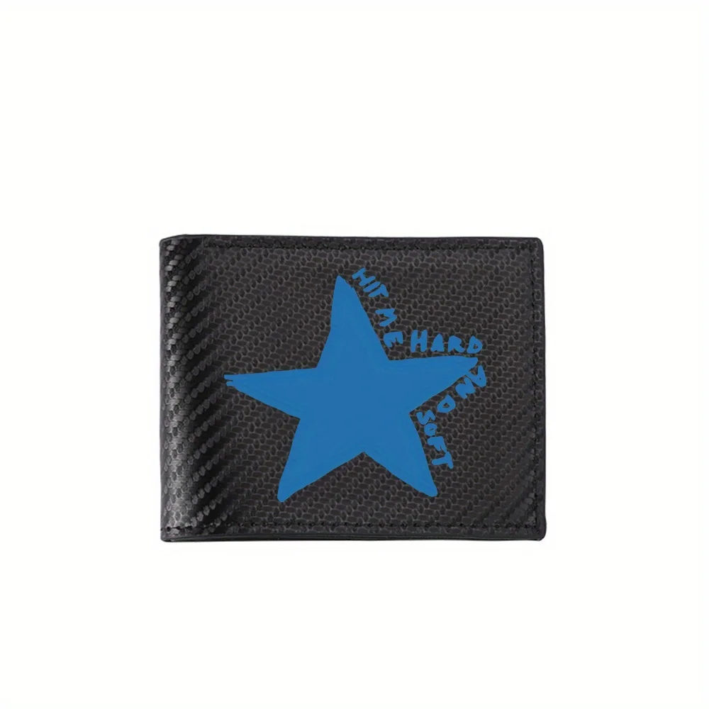 Blue star says hit me hard and soft Men's Wallets Simple Business Modern Stylish Printing Design Gifts For Father Boyfriend Chri
