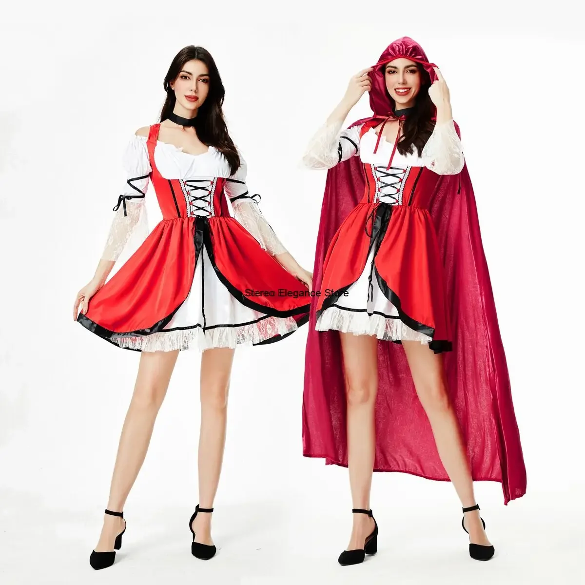 Costume d'Halloween du Petit Chaperon Rouge, pour Performance sur Scène, Robe Everak Cos, 2024
