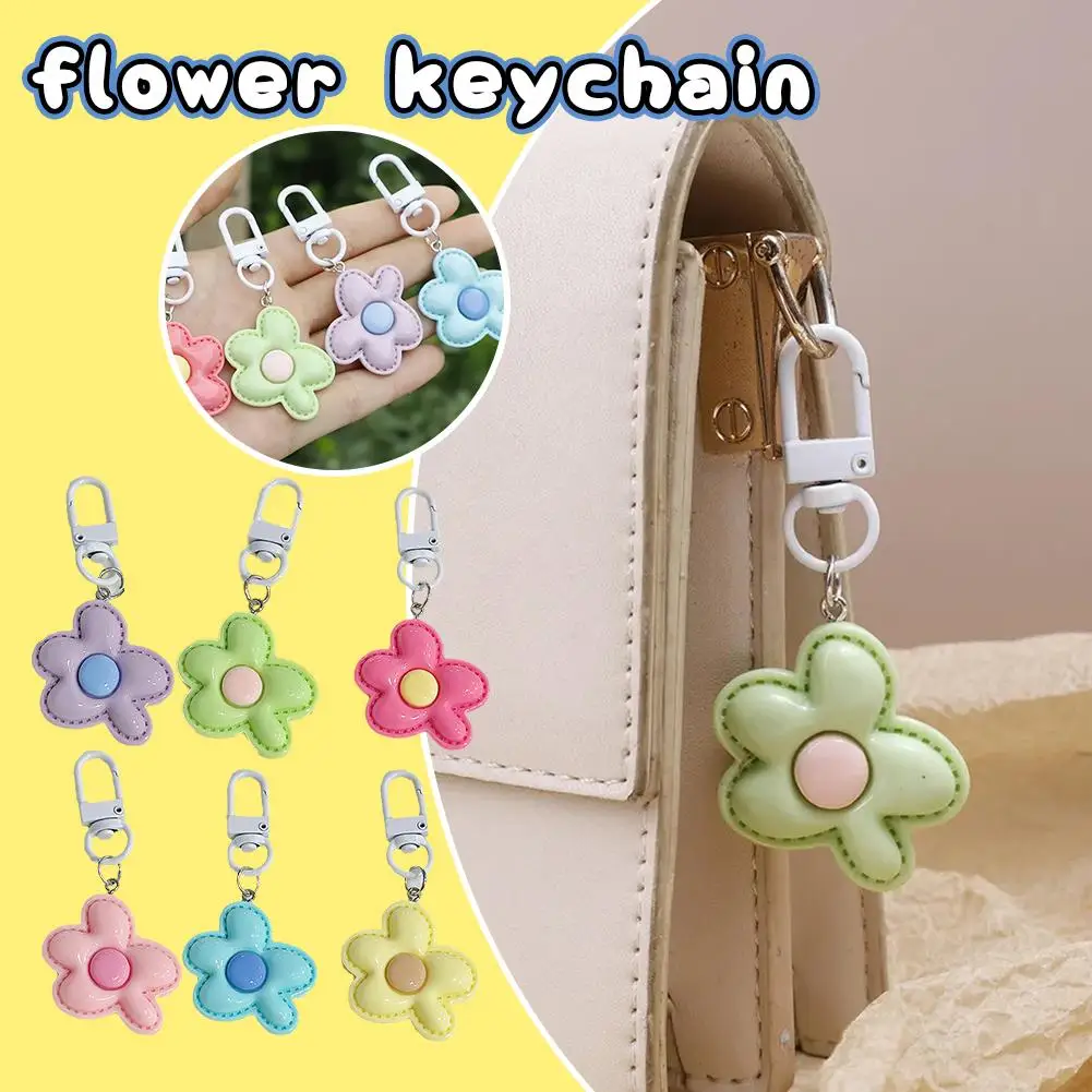 Candy Color Flower Keychain Lovely Flower Keychain Cute Backpack Ornaments Pendant Keyring For Bag Jewelry Gifts