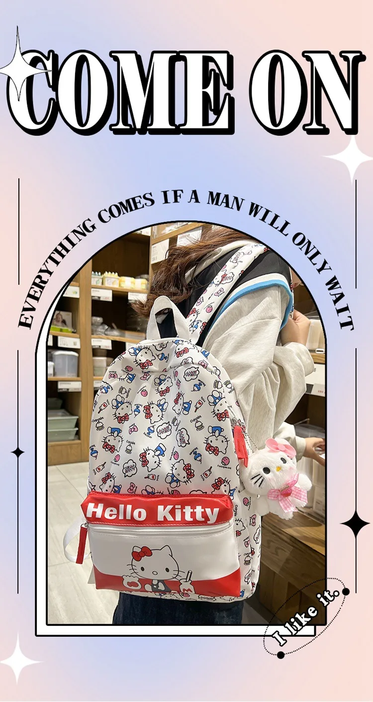 Cute Sanrioed Cinnamoroll Kuromi My Melody Hello Kitty HOT Anime Backpack Cute School Bag Cartoon Satchel Friend’s Birthday Gift