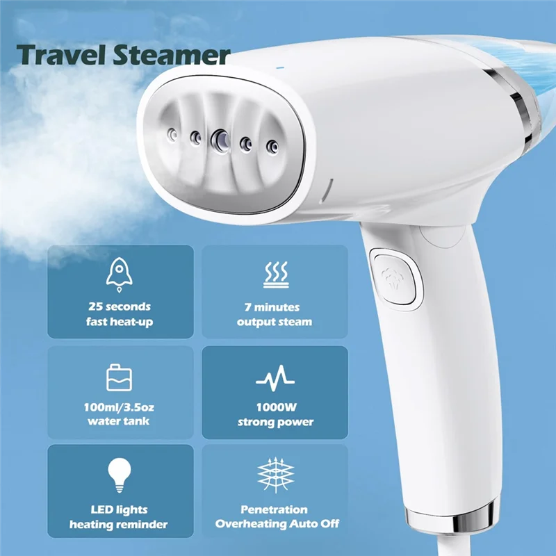 B58B-Foldable Mini Garment Steamer - Travel-Friendly Steam Iron With EU Plug For Quick Wrinkle Removal