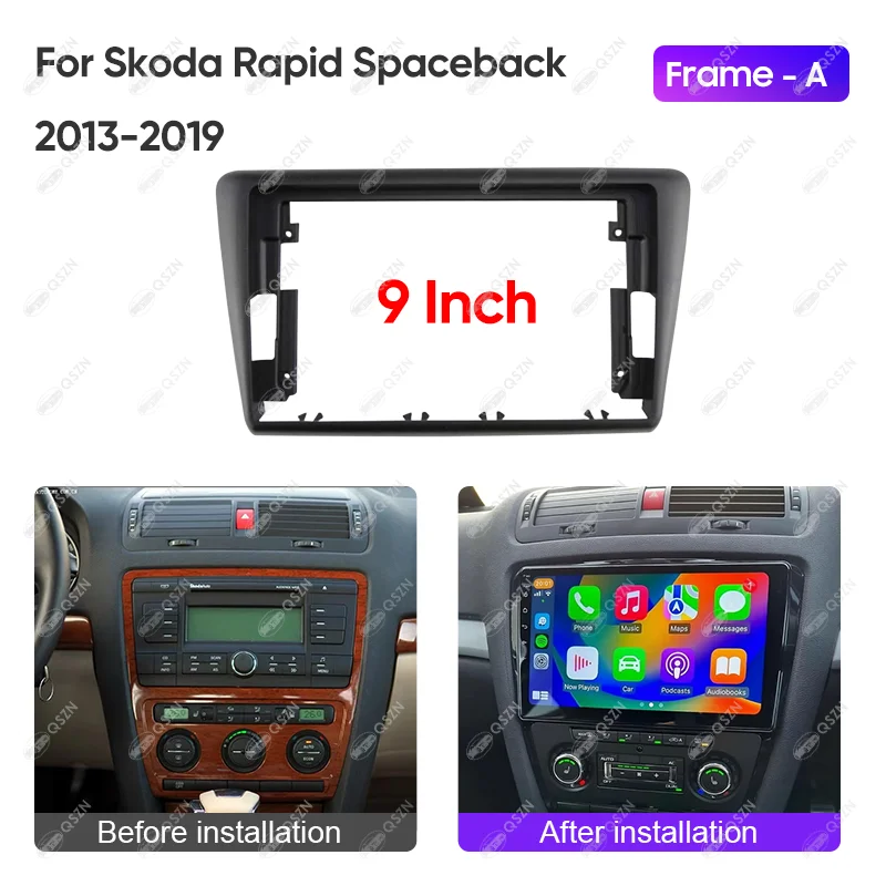 9 INCH Car DVD Radio Frame For SKODA RAPID SPACEBACK Android Stereo Harness Screens Navigation Dashboard Cable Frame Canbus