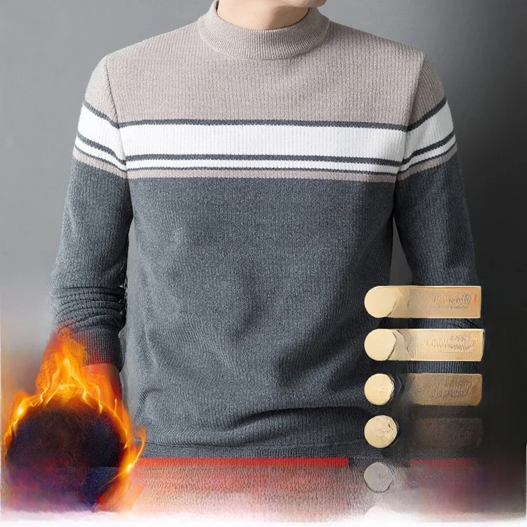 

Busin Sle Knitted Sweater Slim Fit f High Collar Embroidered Long Sve Polyester Nylon Fiber Casual Wear for Men