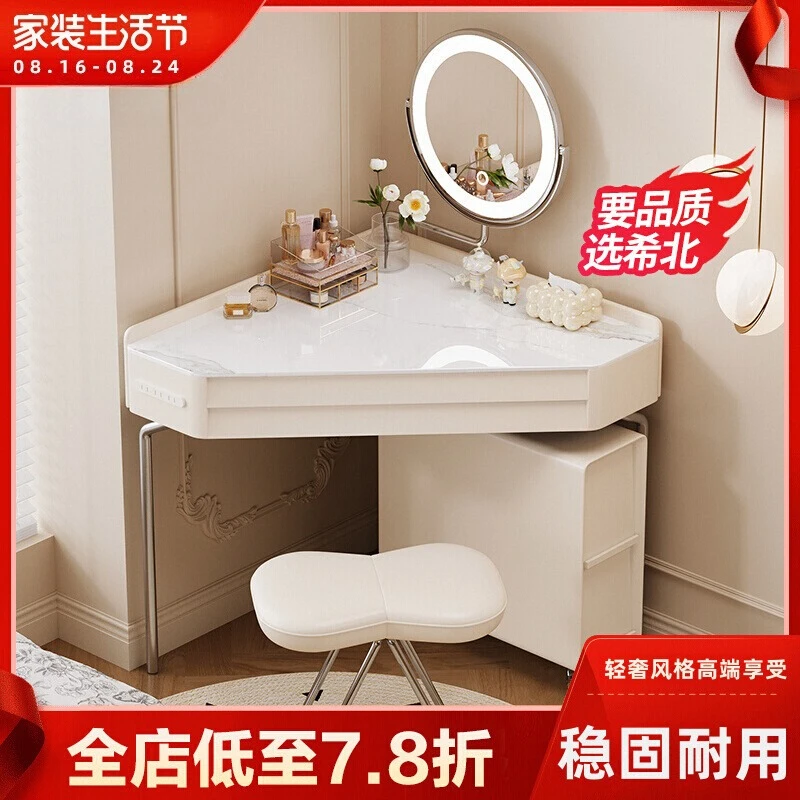 

Угловой комод, шкаф для хранения, встроенный многофункциональный светильник, роскошный простой высококачественный треугольный шкаф для спальни из каменной плиты