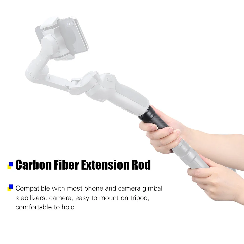 UURIG Universal Cabron Fiber Extension Rod 12/23.6cm with Universal 1/4 Screw for Camera Gimbal Stabilizer Phone Holder