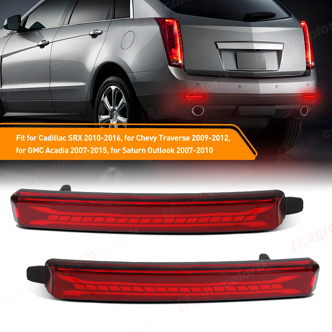 Rear Bumper Reflector Brake Lights For Cadillac SRX, Chevrolet Traverse, GMC Acadia Denali, Saturn Outlook LED Brake Tail Light