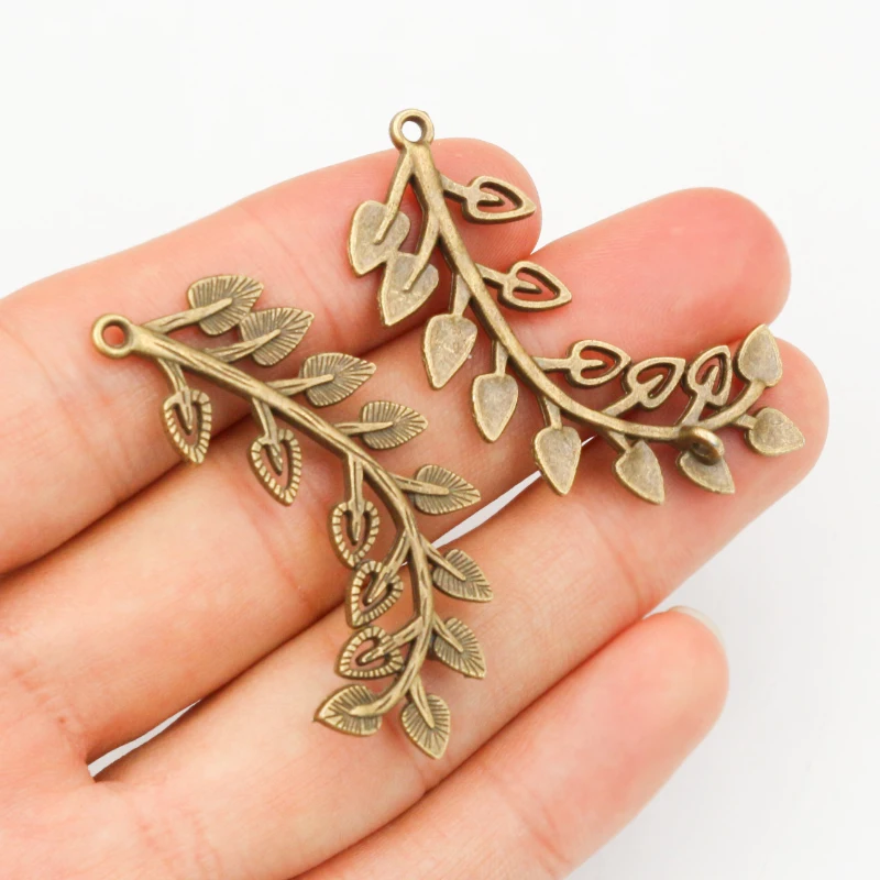 6pcs 46x14mm Antique Bronze Plated Leaf Style Handmade Charms Pendant:DIY for bracelet necklace
