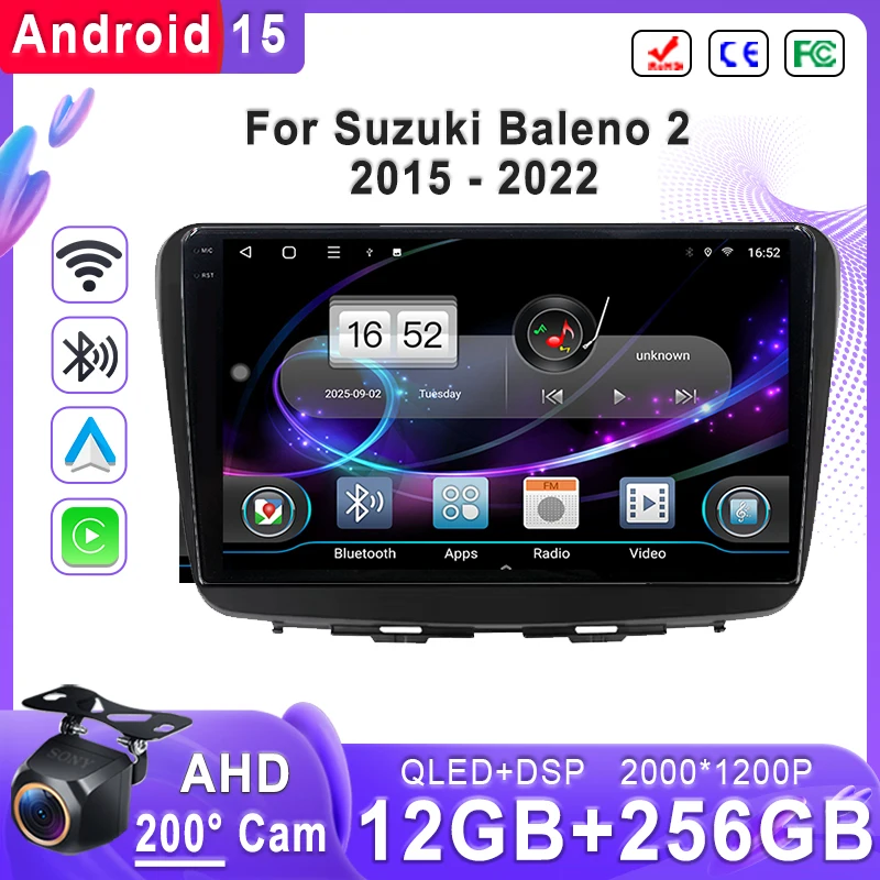 

Android 15 для Suzuki Baleno 2 2015-2022 Plug & Play Экран Стерео головное устройство с GPS-навигацией Высокопроизводительный процессор DVD BT