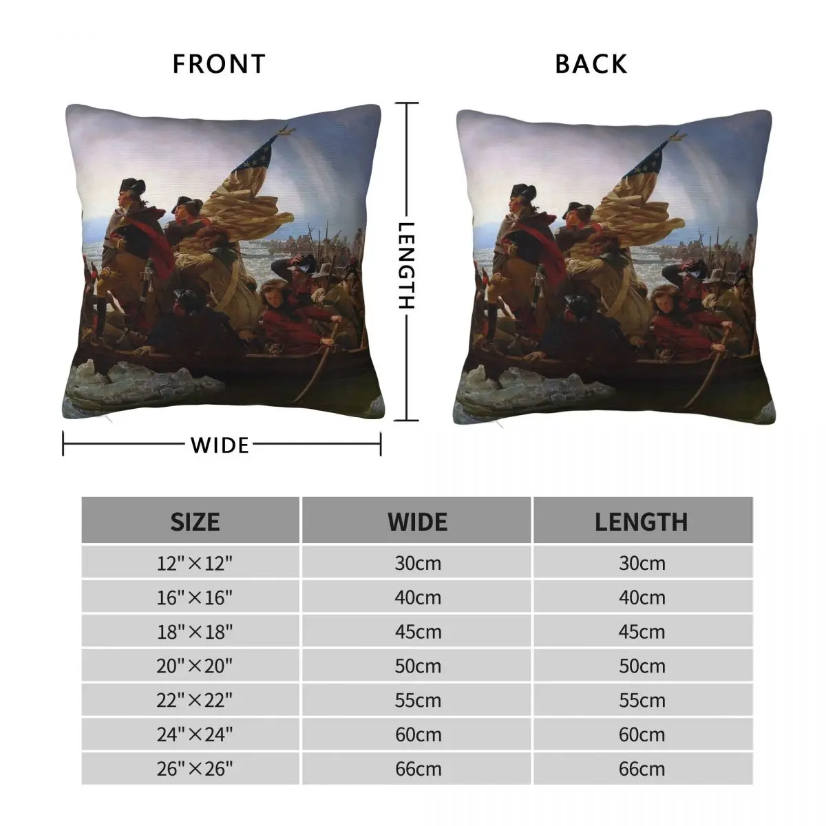 Washington Crossing The Delaware Square Pillowcase Polyester Linen Velvet Printed Zip Decor Pillow Case Sofa Seater Cushion Case