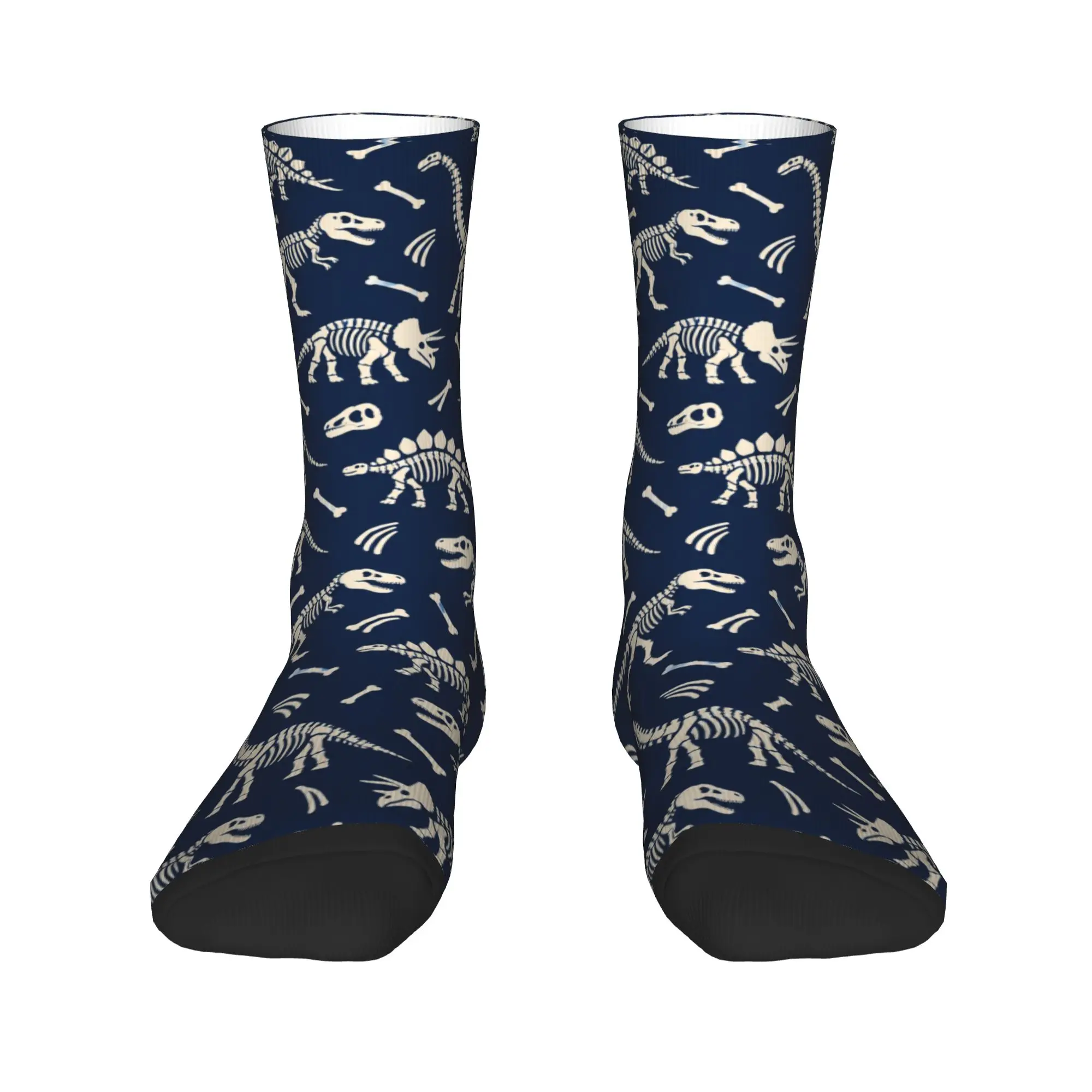 Dinosaur Skeleton Print Dress Socks Novelty Retro Fossil Pattern Anti Bacterial Stockings Men High Quality Socks Autumn Socks