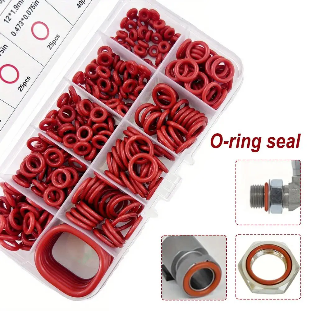 351pcs Silicone O-ring Set With Box, 10 Sizes Oil Heat Resistant For Cars Pipelines Circular Rubber Sealing Ring Gasket Pad