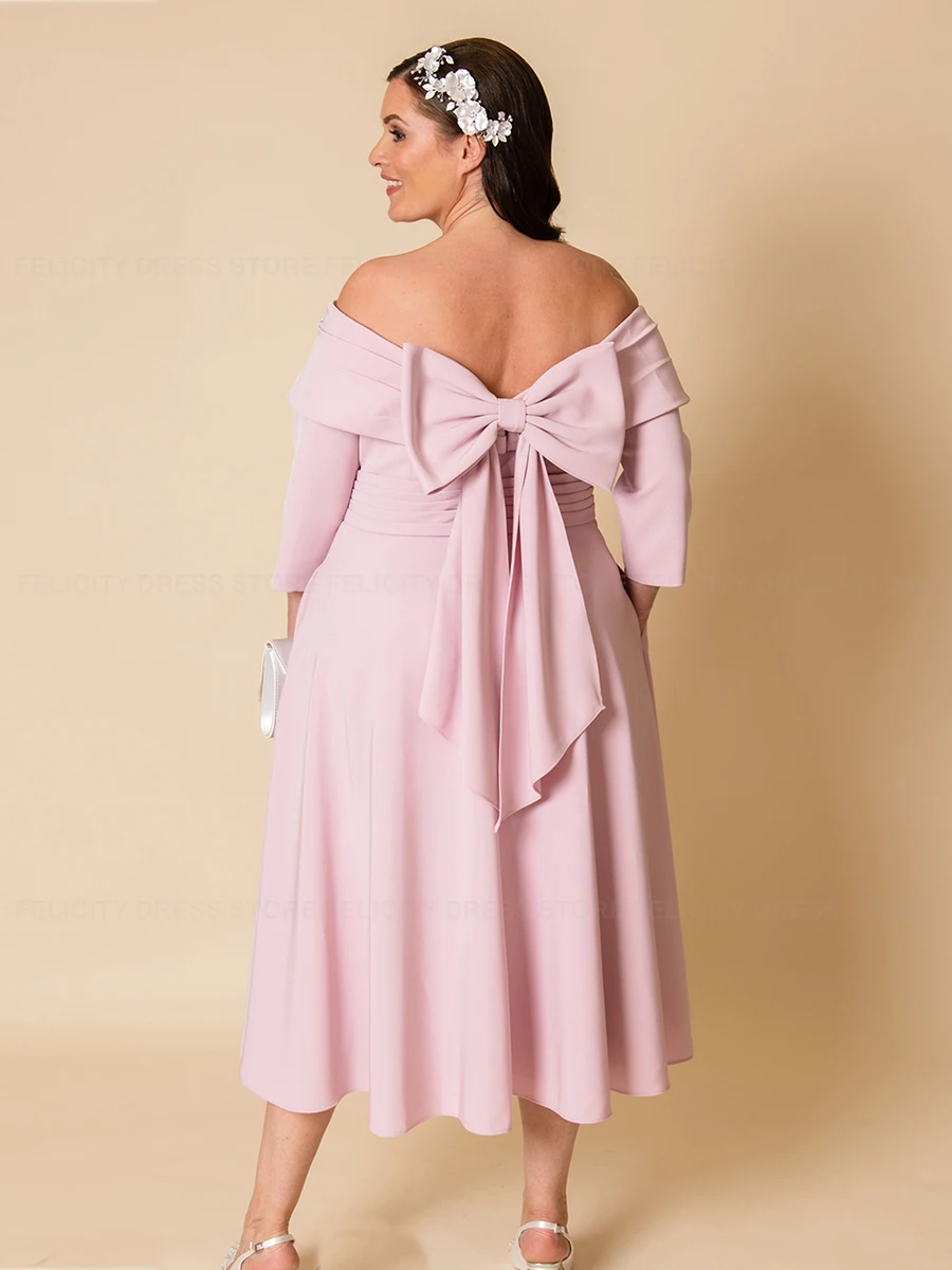 Plus Size Moeder Van De Bruid Jurken 2023 A-Line Off The Shoulder Party Trouwjurken Strik Geplooide Gewaden Novitée Mariage