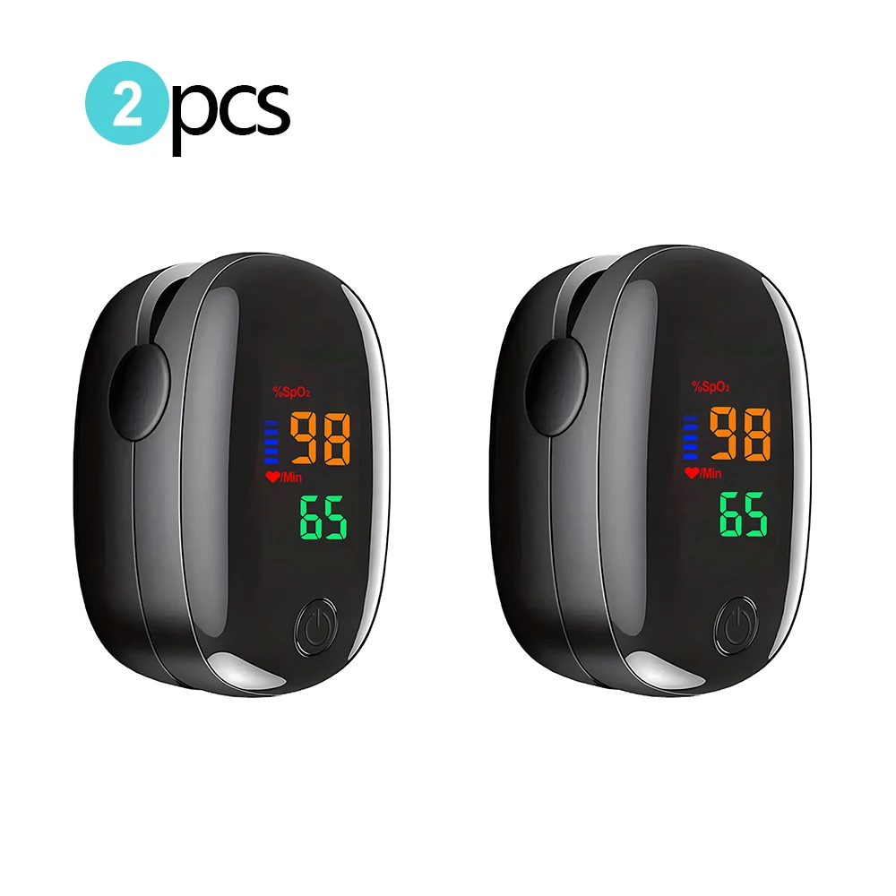 1PC 2PCS Finger Clip Oximeter Home LED Oximeter Blood Oxygen Meter Portable Fingertip Pulse Oximeter Saturation SpO2 Monitor