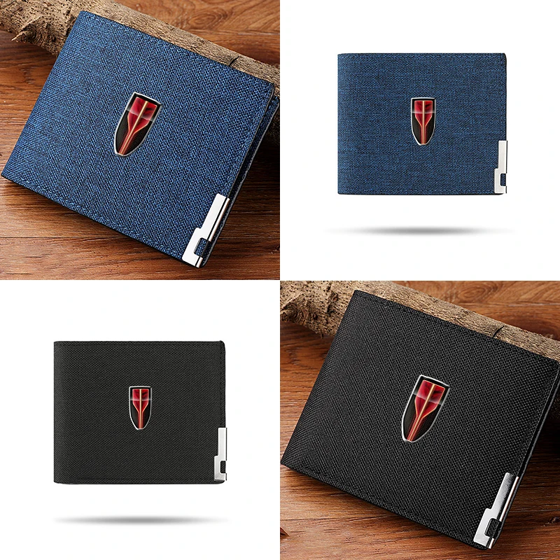 Car Men Short Wallet Credit Card Holder Coin Holder Folding Wallet For Hongqi HS5 H5 H9 E-QH5 HS7 E-HS9 H7 E-HS3