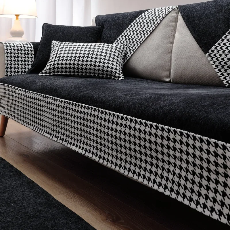 Europe Luxury Black Sofa Cover for Living Room All Season Universal Sofa Cushion Couch Cover Sofa Towel Seat Pad Multi-size