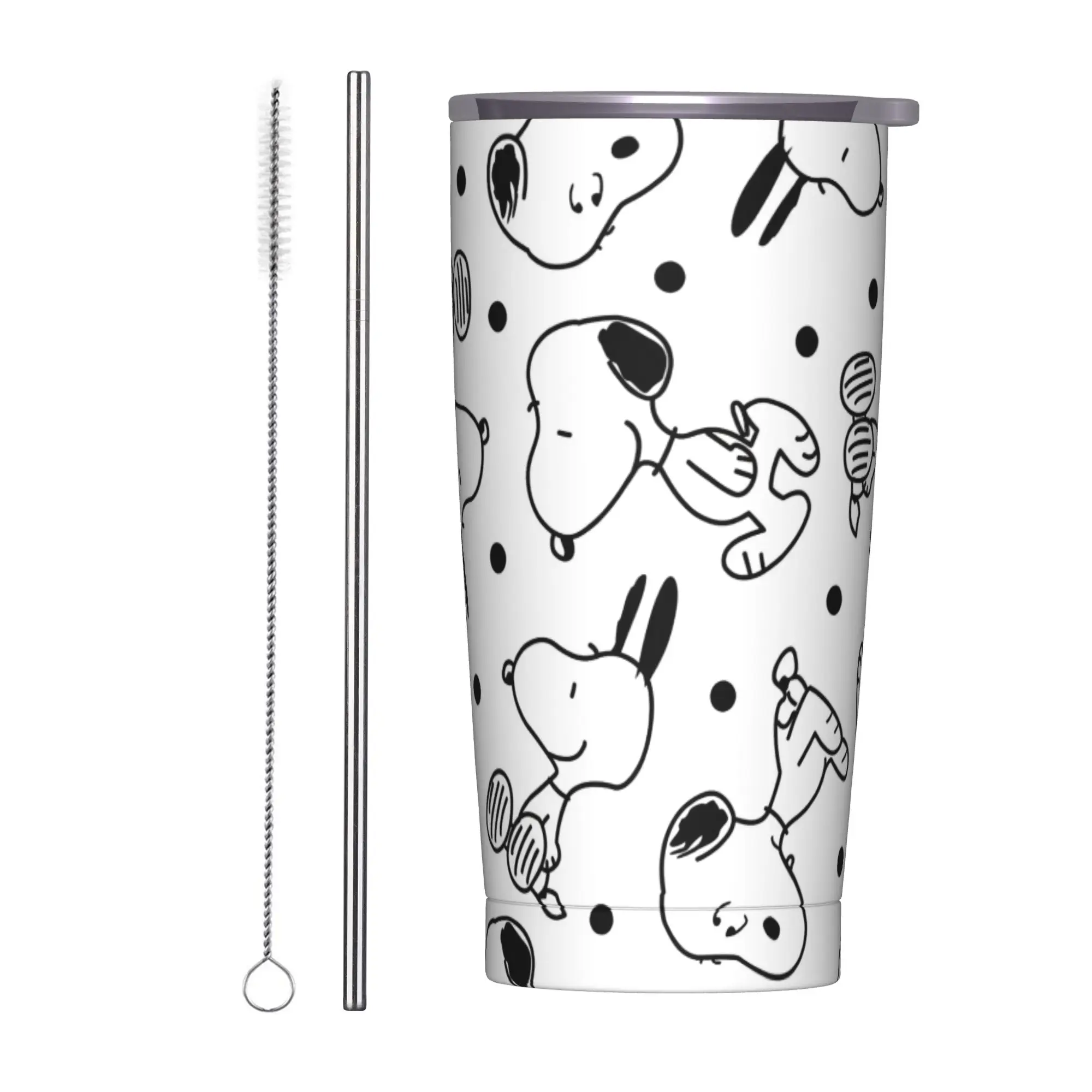 

Изолированный стакан с рисунком арахиса и снупи и соломинкой, кофейные кружки из нержавеющей стали, чашка для бутылки с водой для путешествий на открытом воздухе, 20 унций