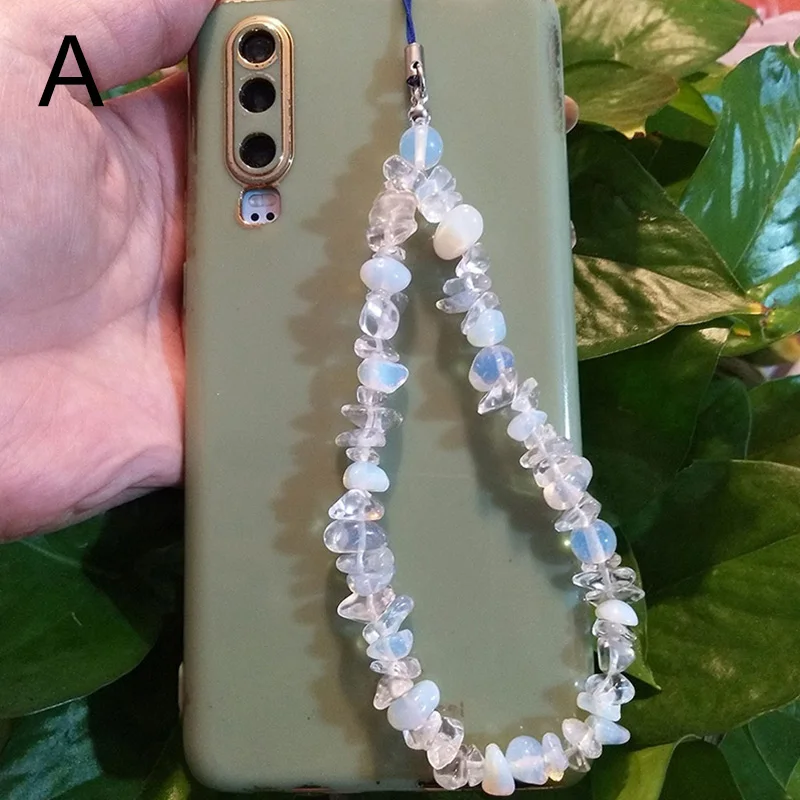 Phone Strap Opal Amethyst Green Aventurine Rose Quartz Natural Stone Mobile Phone Chain Cellphone Strap Lanyard Hanging