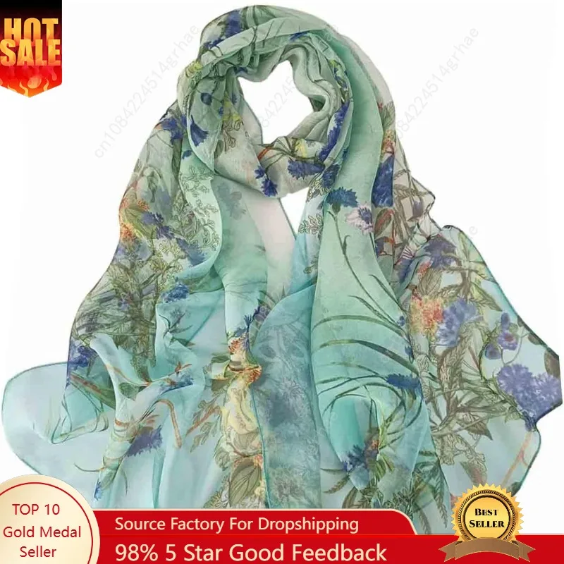 أوشحة Pokeedioty للنساء، أوشحة خفيفة الوزن، أوشحة شفافة أنيقة بنمط الأزهار