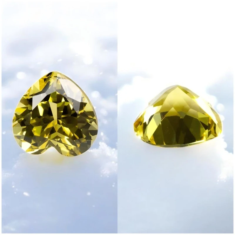 Im Labor gezüchteter Saphir, gelbe Farbe, VVS1, Herzform, Fabrik, Großhandel, DIY, fortschrittlicher Schmuck, Ringe, Ohrringe, Herstellung mit Zertifikat – Detail 4