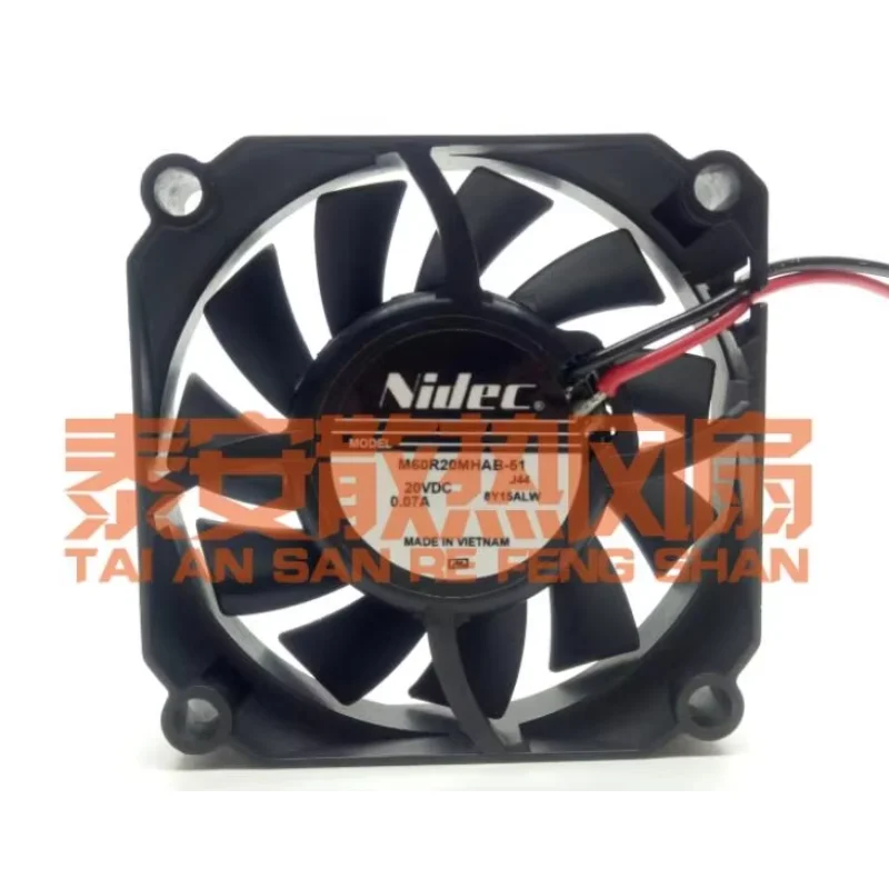 

Nidec M60R20MHAB-51 8Y15ALW DC 20V 0.07A 60x60x20mm 2-Wire Server Cooling Fan