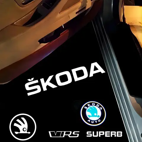 자동차 문짝 로고 웰컴 섀도우 라이트 LED 프로젝터 고스트 램프, 스코다 VRS 옥타비아 5 A5 2001-2013 2008 2009 2010 2011 2007 2005