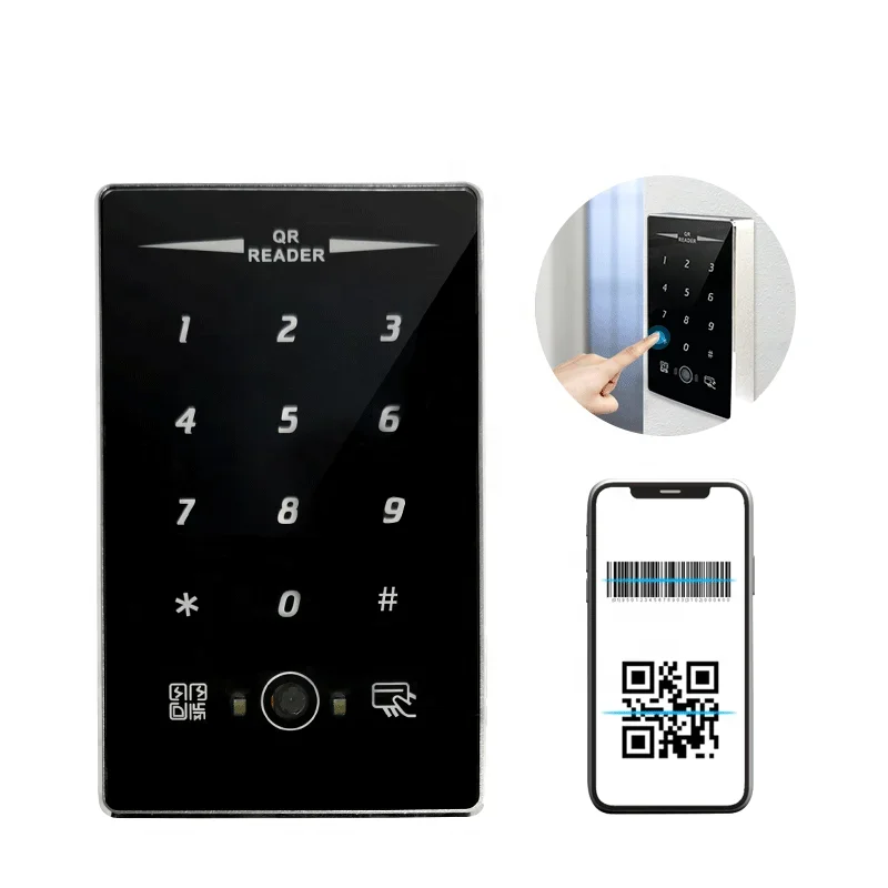 

Outdoor Waterproof With Touch Keypad NFC 13.56Mhz RFID RS232 RS485 UART QR Code Card Reader Access Control