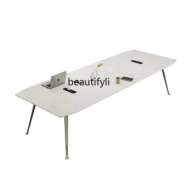 

Modern Simple Conference Long Table and Chair Combination Small Simple Modern Furniture Training Table White Table