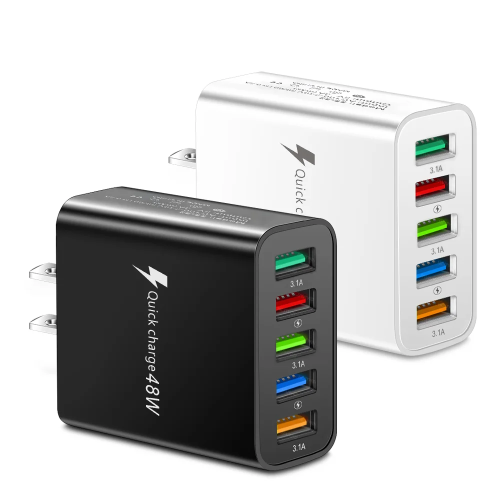 USB 48W 3.1A Phone Charger Multi Ports Charger Quick Charging Adapter For iPhone Samsung Oneplus Xiaomi EU/US Plug Wall Charger
