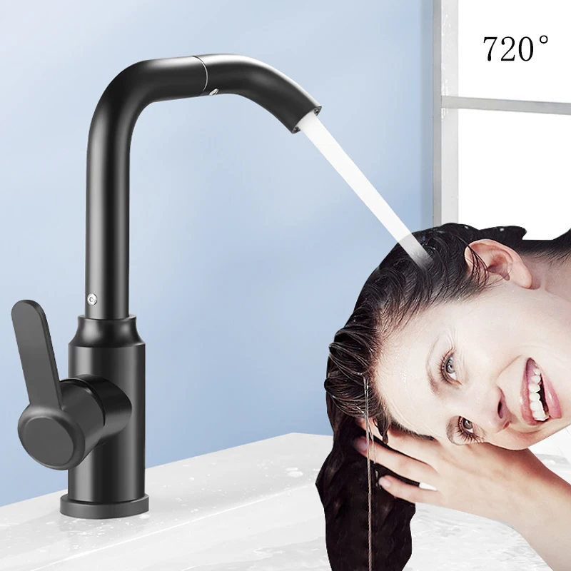 720° Swivel Bathroom Sink Faucet Mixer Deck Mounted Splash Proof Water Tap Shower Head Aerators Plumbing Tapware For Bathroom