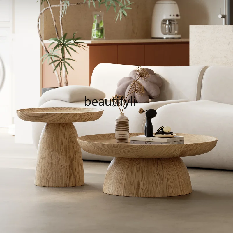 

Xiaoli Style Tea Table Combination Small Apartment Living Room Home round Designer Art Chinese Style Modern Simple Solid Wood