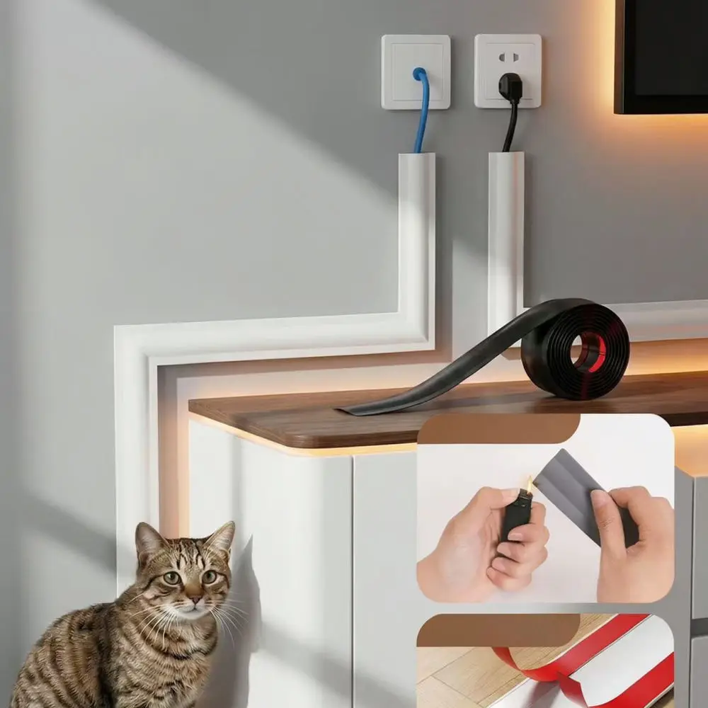 For Surface Floor Cable Hider PVC Wire Management Channel Adhesive Cord Protector For Home Office Floor Wire Organization