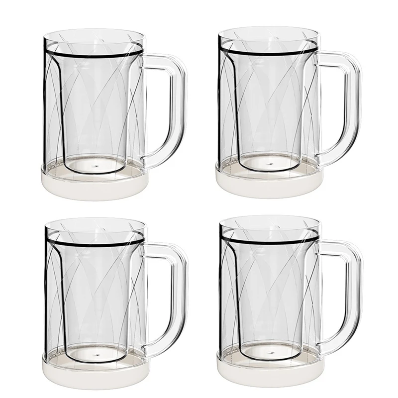 4 Pcs Frozen Beer Mugs for Freezer Double Wall Gel Frosty Freezer Mugs Beer Ice Mugs for Freezer Drinking Freezer Cups-ABVM