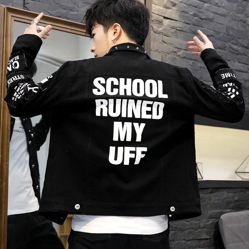 

Denim Jacket Men's Korean Trendy Self-cultivation Handsome 2021 Spring Autumn Casual Slim Hip Hop Teenagers Wild Men's Jacket