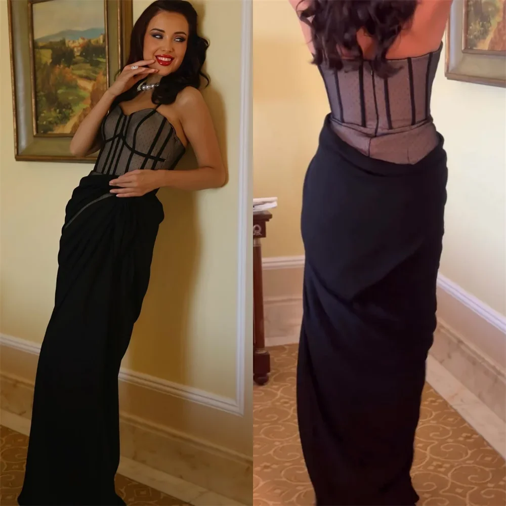 

Formal Gown Saudi Arabia Evening Prom Dearin Strapless Column Ankle Length Skirts Vertically Bespoke Oc