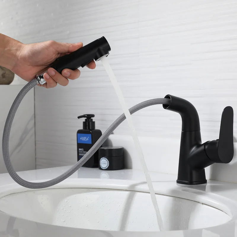 

Lifting Copper Pulling Rotating Hot and Cold Water Washbasin Faucet