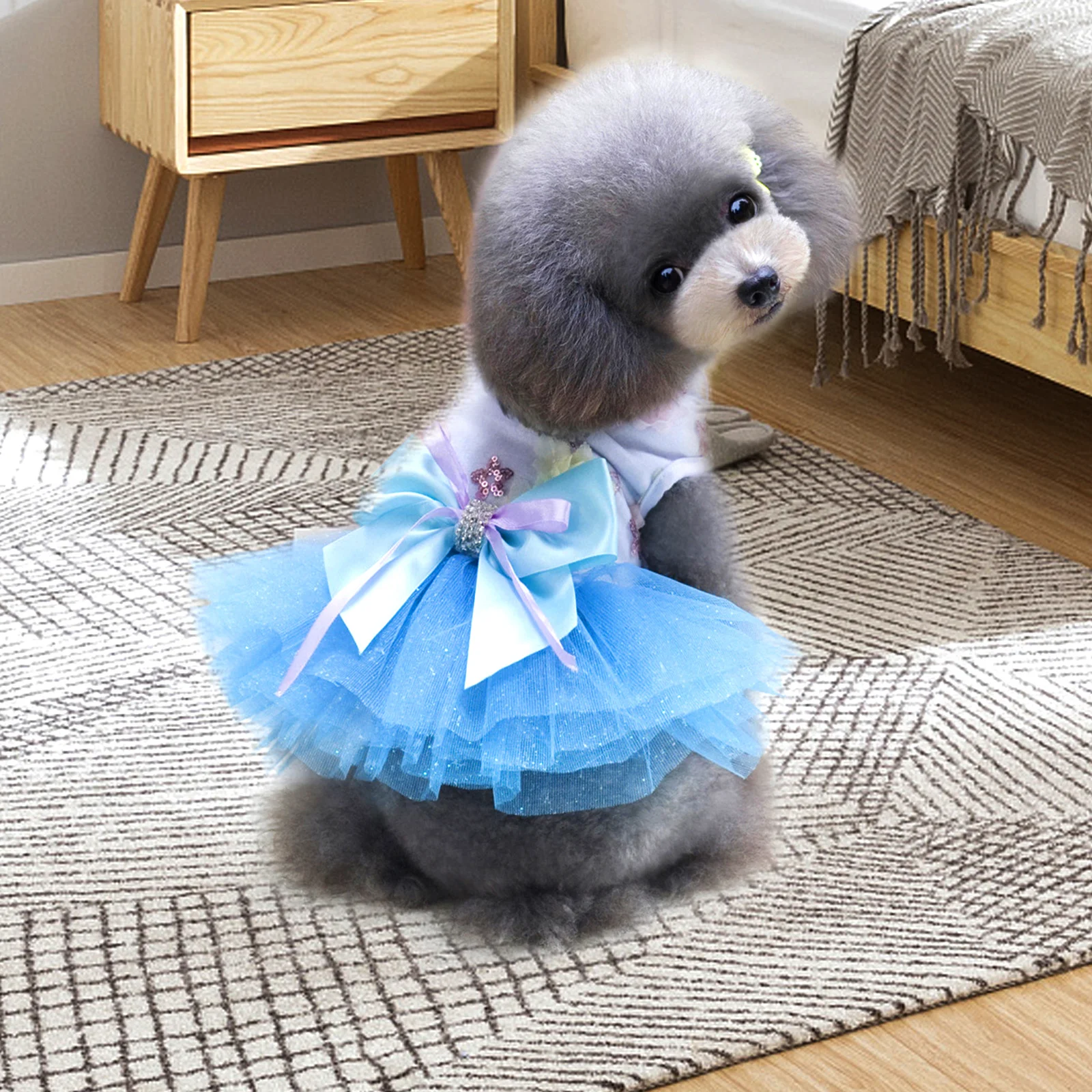 

Dog Princess Dress Summer Mesh Sequin Flower Tutu Skirt Puppy Summer Dress Party Clothes Dog Princess Costume Apparel