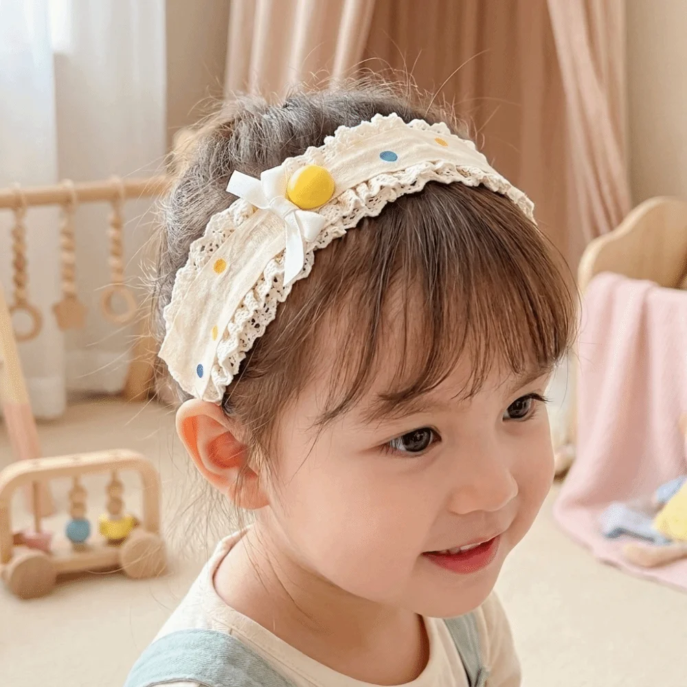 Openwork Lace Trim Lace Headband Bow No-Slip Hair Sticker Contrasting Fabric Patchwork Combination Styles Hair Accessories Kids