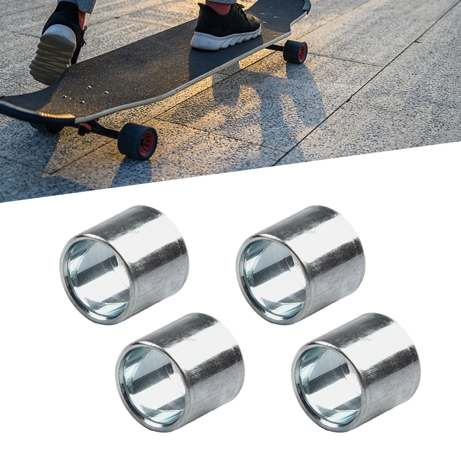 4/8 Pcs 10mm Long Alloy Bearing Spacer For Scooter Or Skateboard Wheels 8mm ID For 8mm Axles Between 608 Bearing Spacer Replace