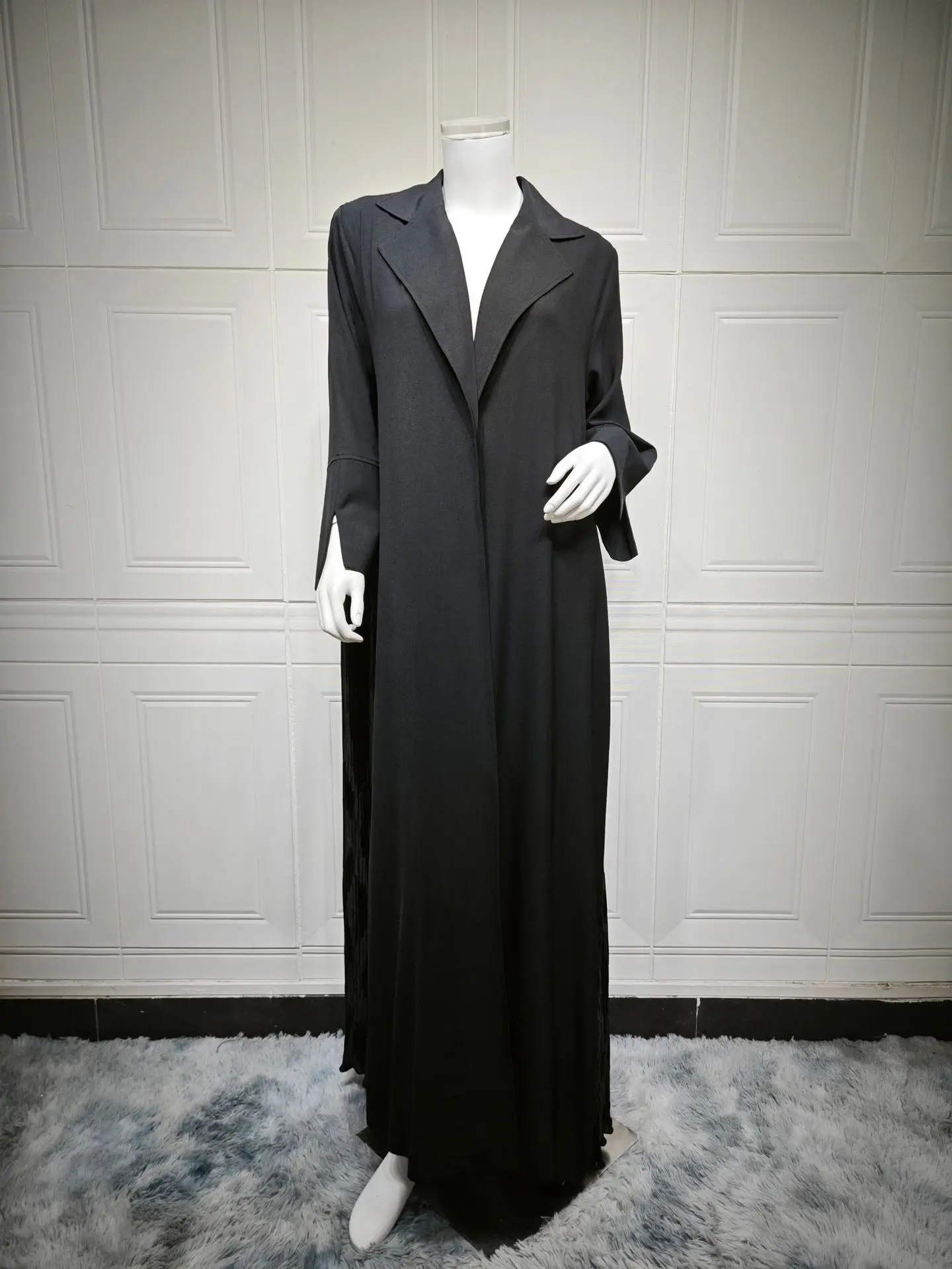 

2025 New Muslim Women's Black Eid Abaya Dress Dubai Kaftan Long Robe Turkey Moroccan Islamic Evening Gown