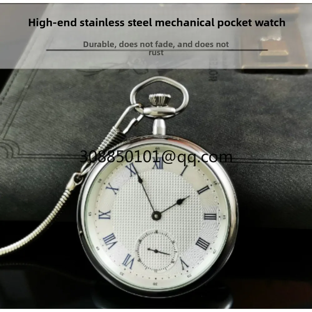 Stainless steel pure mechanical pocket watch for men, high aesthetics retro vintage men's hollowed out tourbillon watch