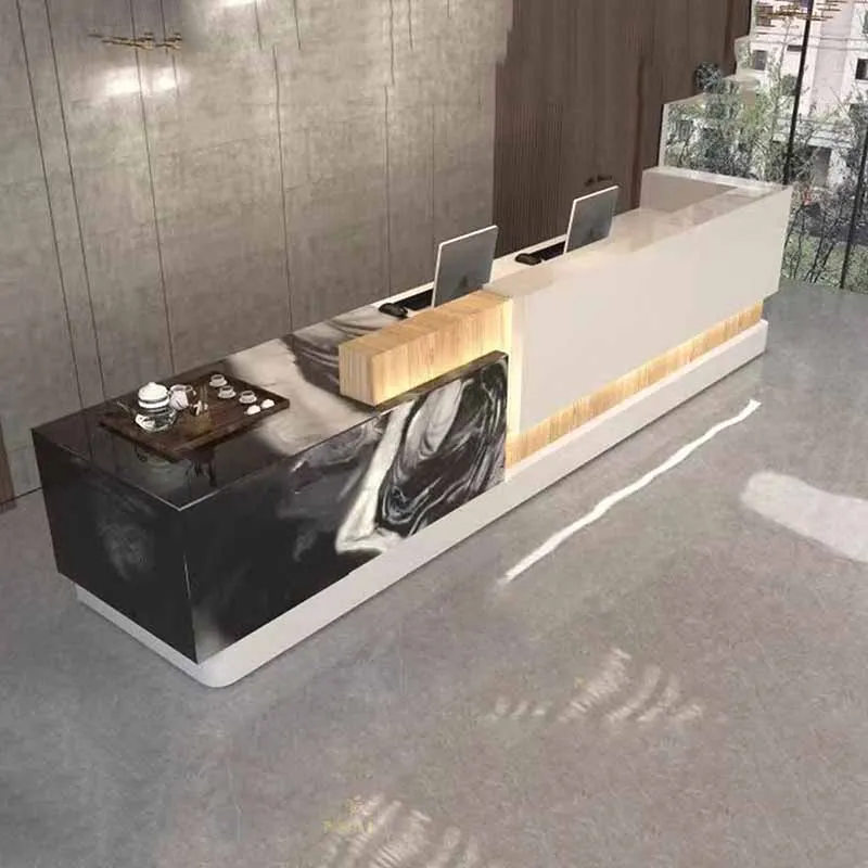 Curved Modern Reception Counters Clinic Luxury Classic Business Desk Reception Beauty Salon Empfang Theke Office Furniture