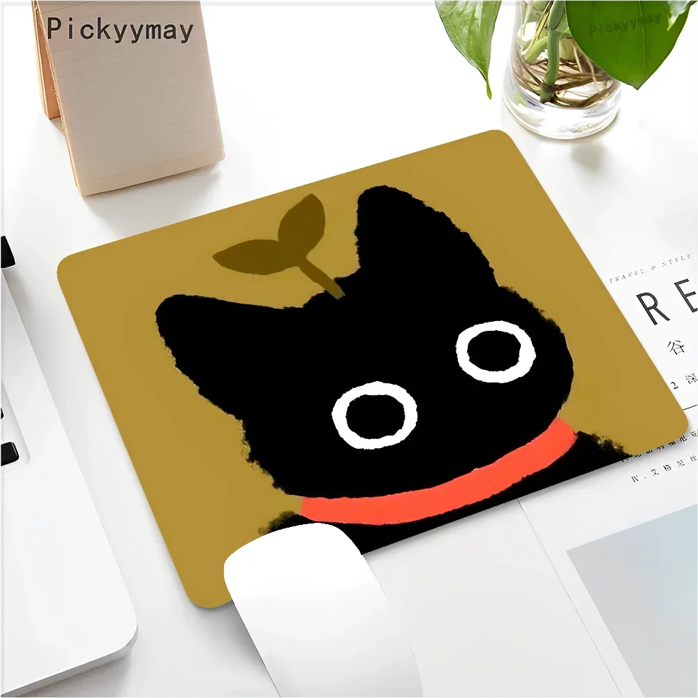 Black Cat Mousepad Small Office Computer Desk Mat Table Keyboard Big Mouse Pad Laptop Cushion Non-slip Deskpad Home Decor