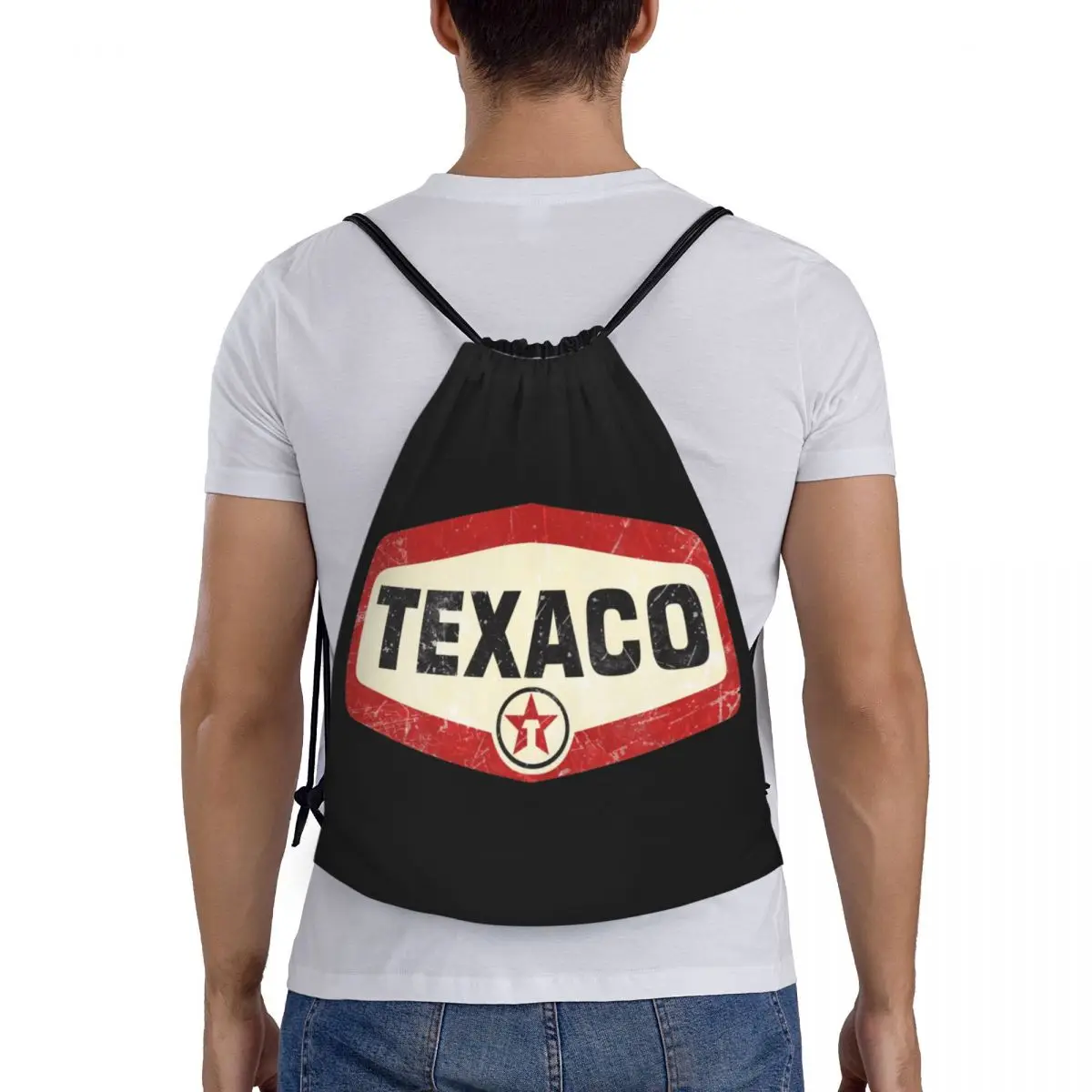 Tas kolor Logo Texaco Vintage ransel penyimpanan latihan Sackpack Gym olahraga lipat pria wanita