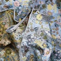 3D Embossed Yarn Dyed Jacquard Fabric Retro Floral Print Dress Jacket Tops Sewing Designer Fabric By Half Meter